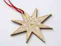 Large Nordic Star Ornament, Hand decorated, Minimal Christmas Decor, 5.5in