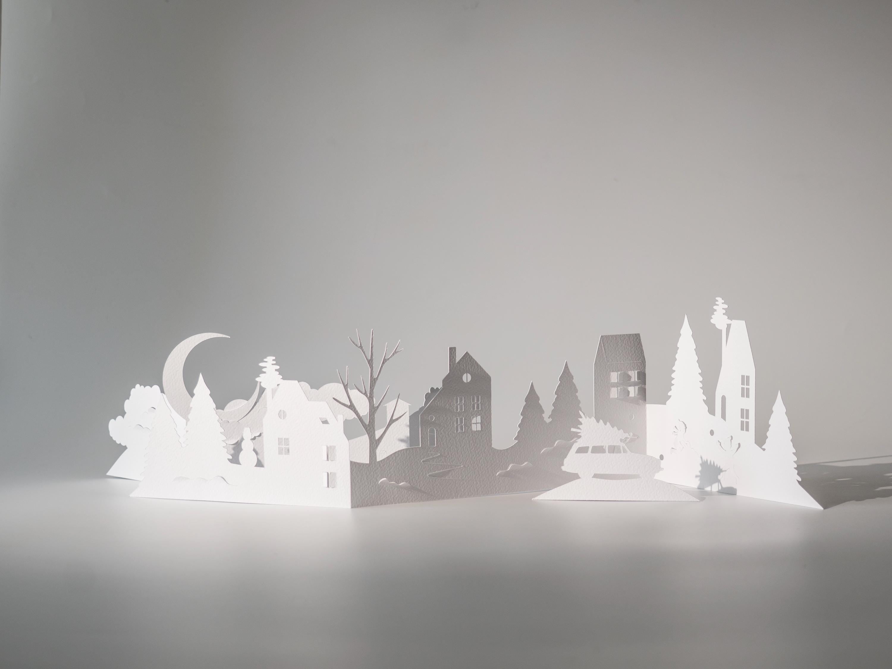 Winter Christmas Scene, Christmas Village Holiday Decor