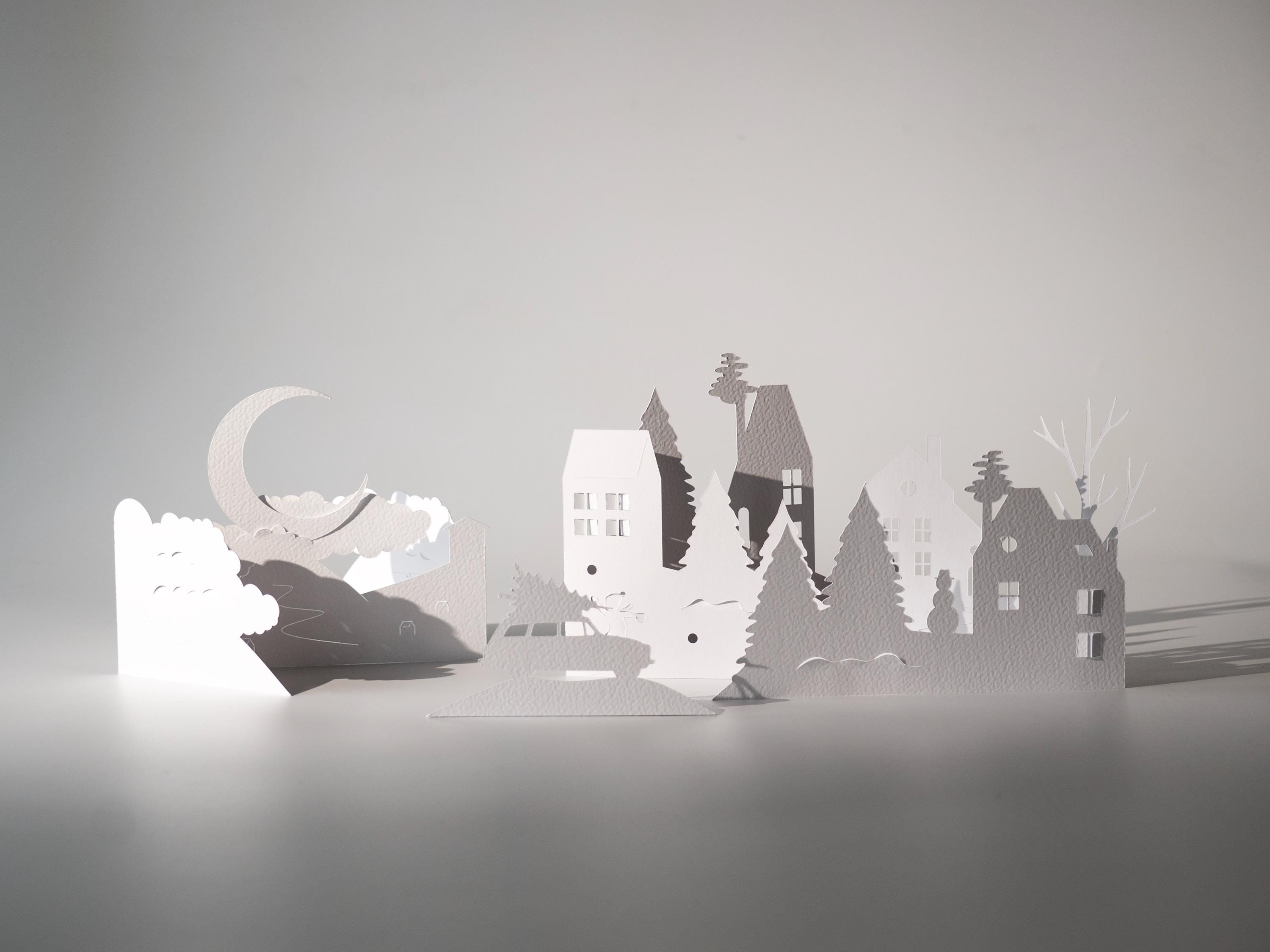 Winter Christmas Scene, Christmas Village Holiday Decor