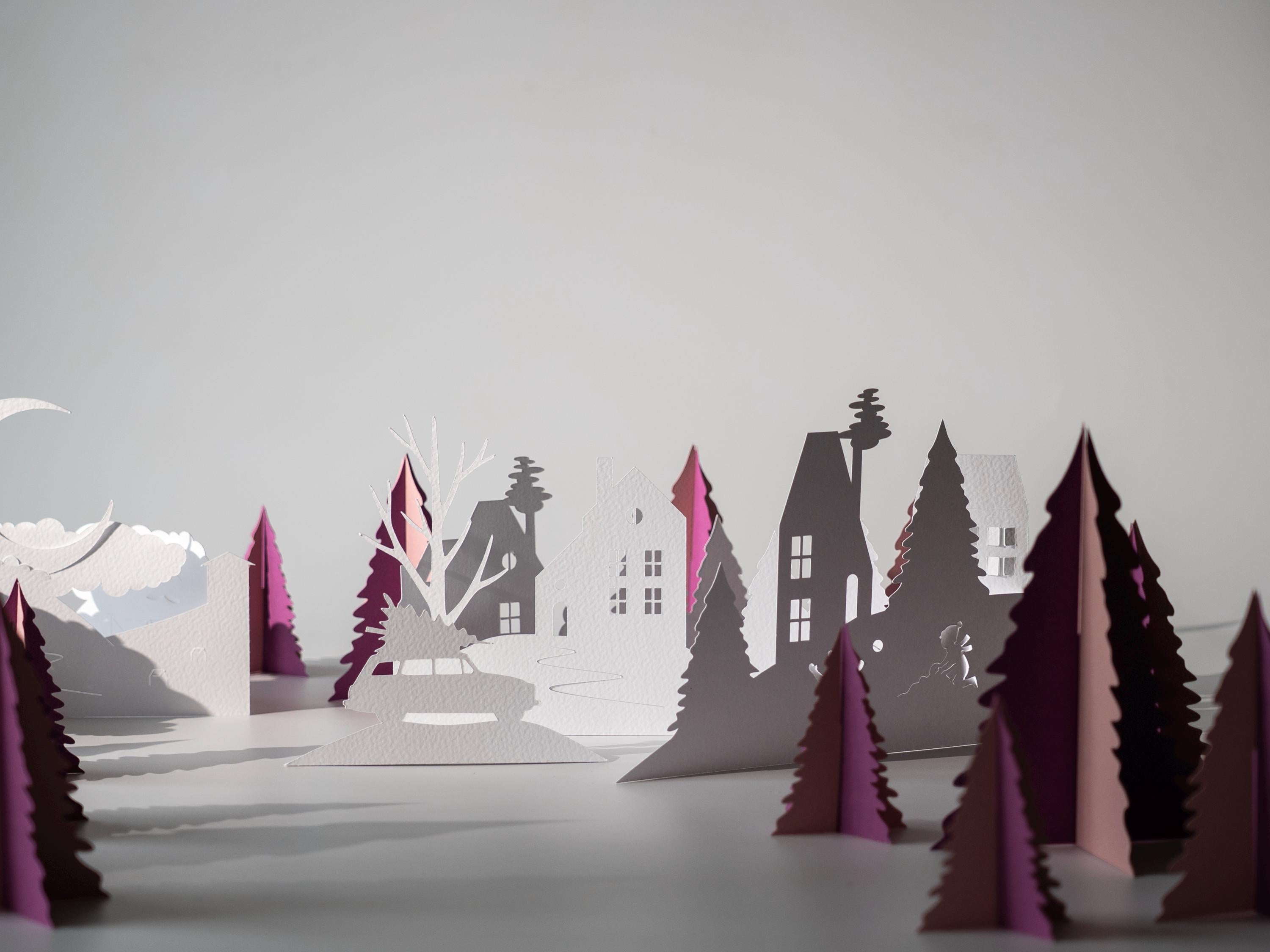 Winter Christmas Scene, Christmas Village Holiday Decor