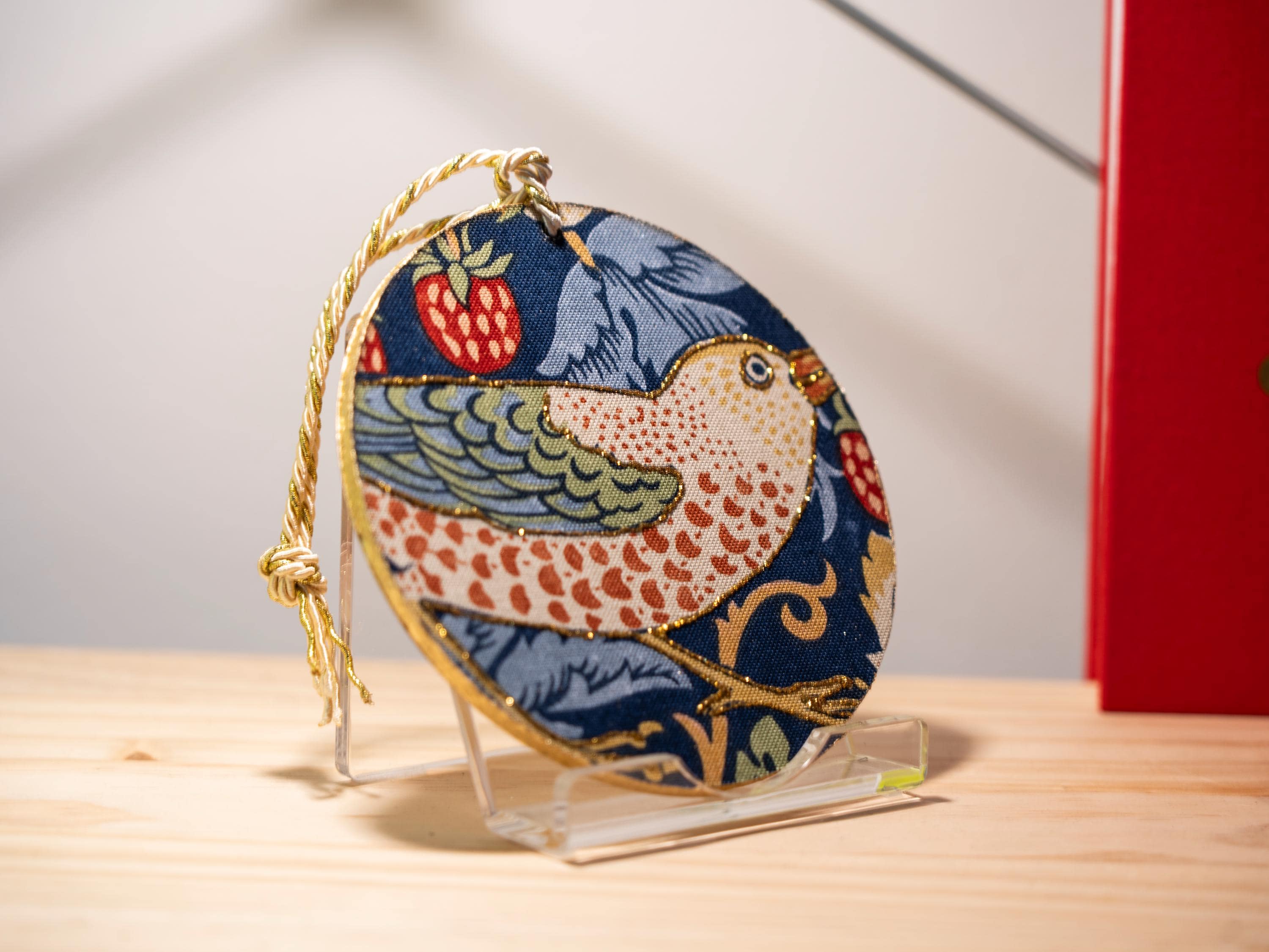 Strawberry Thief Handcrafted Hanging Wall Decor, Handmade Wall Art