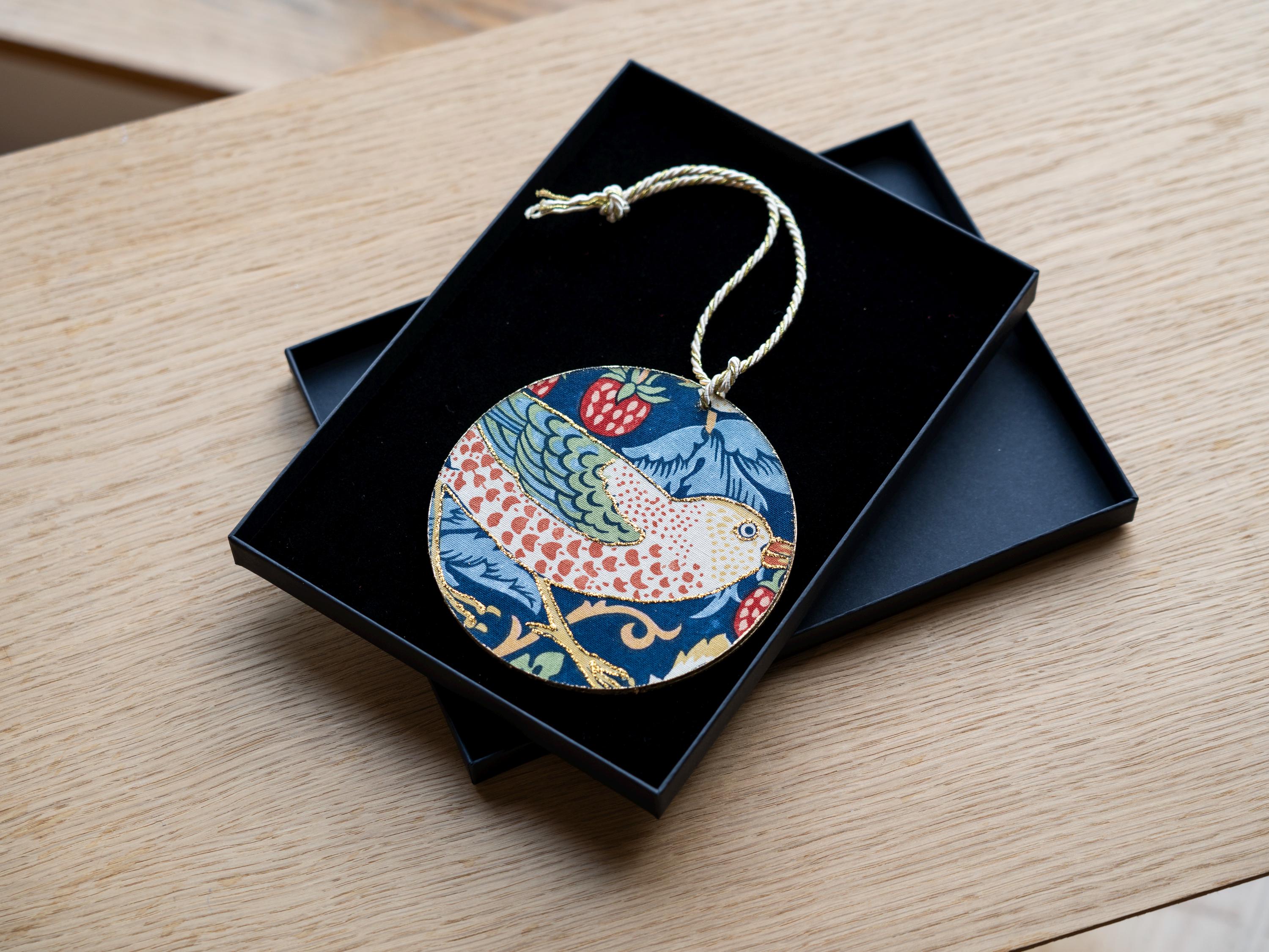 Strawberry Thief Handcrafted Hanging Wall Decor, Handmade Wall Art