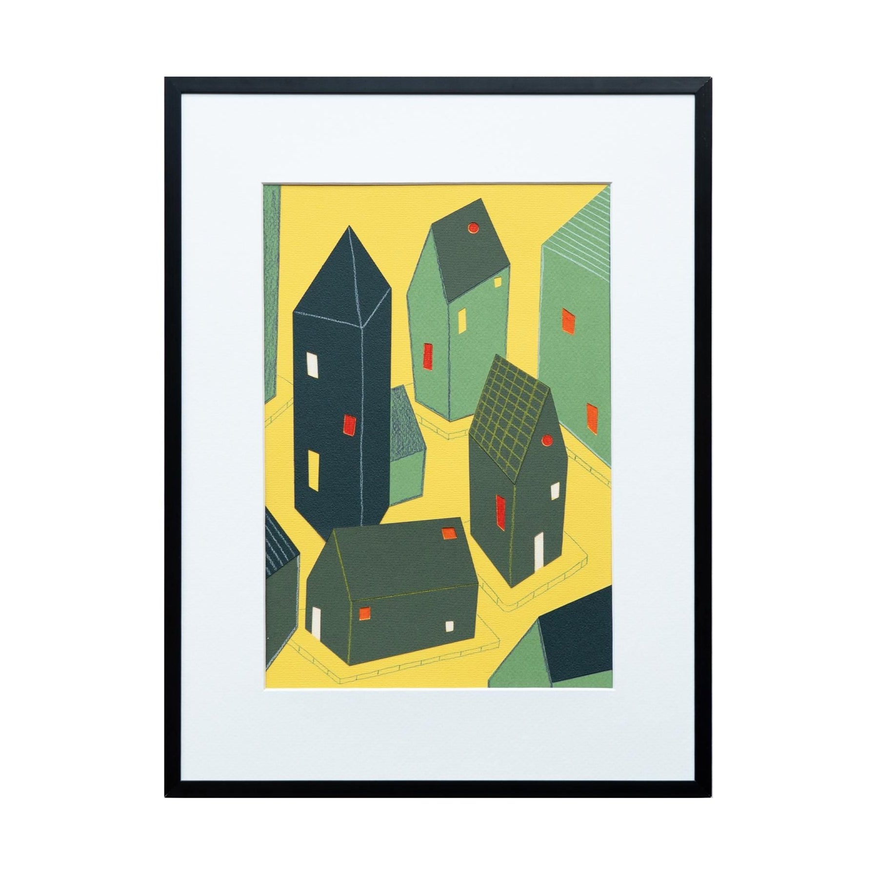 Scandinavian Paper Collage Wall Art, Handmade Nordic Illustration - Norrska