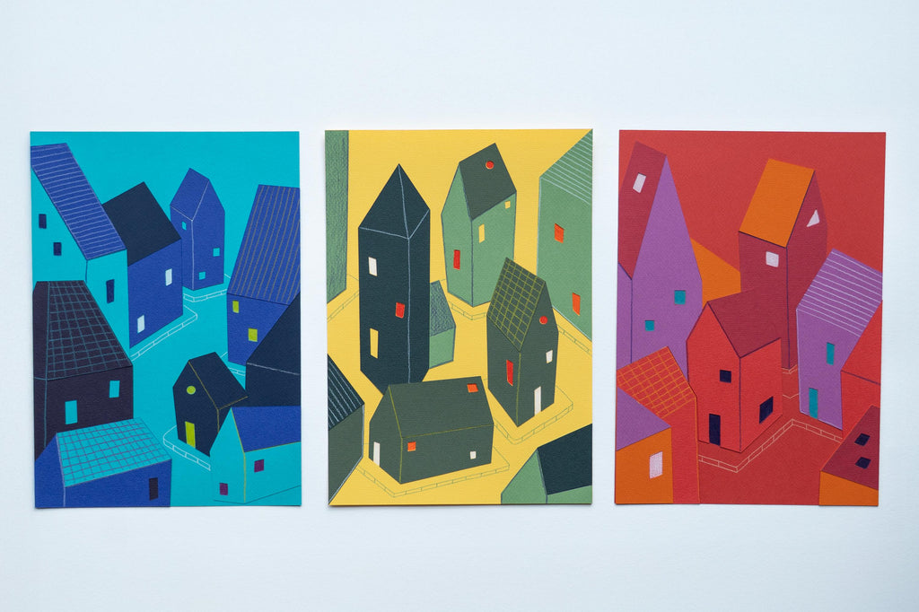 Scandinavian Paper Collage Wall Art, Handmade Nordic Illustration - Norrska