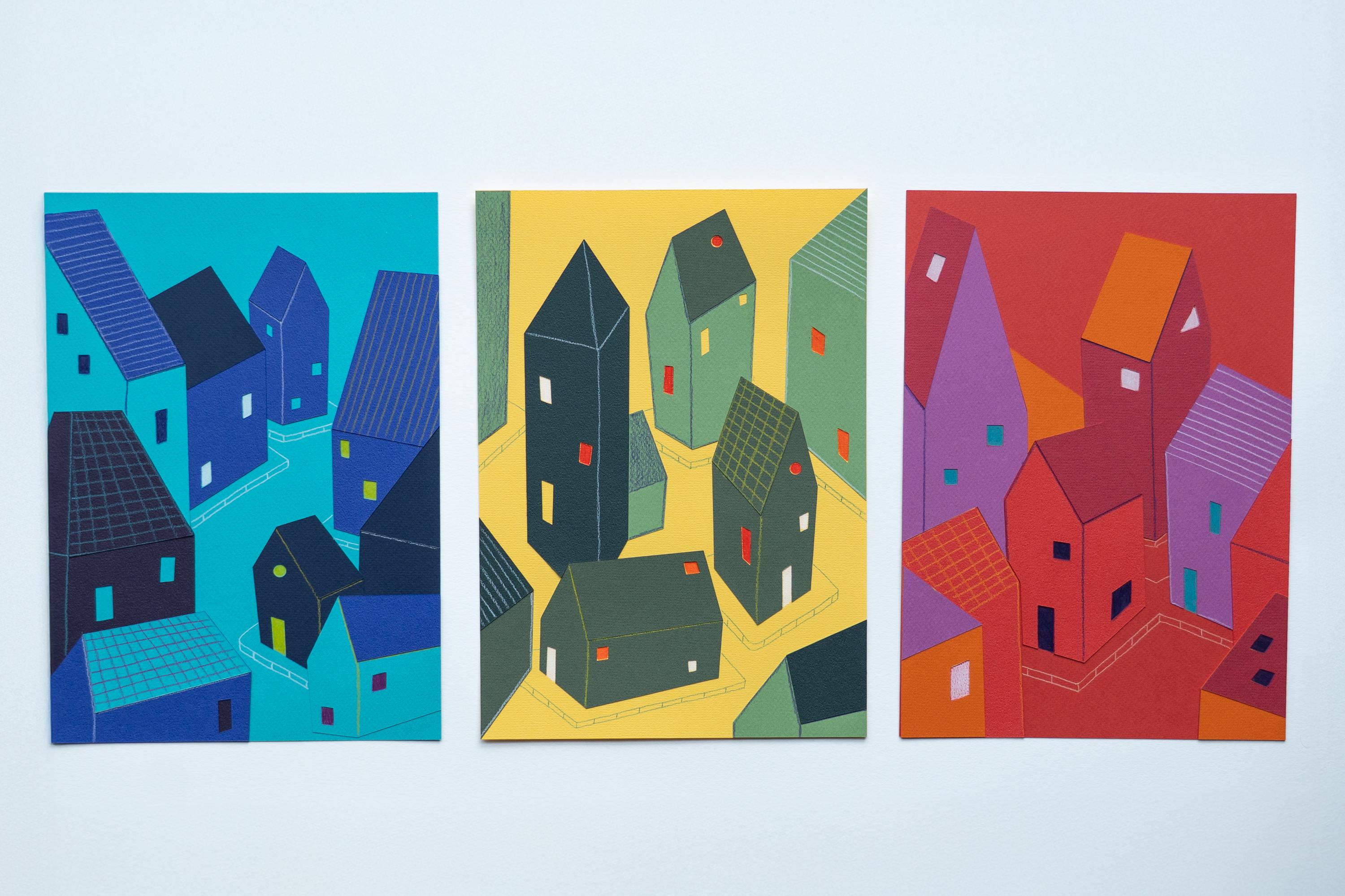 Scandinavian Paper Collage Wall Art, Handmade Nordic Illustration - Norrska