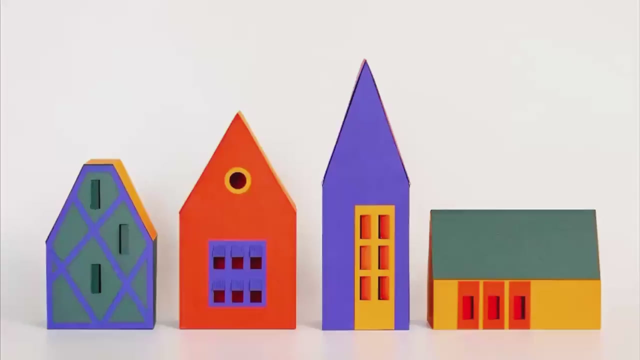 Scandi Home Decor, Colorful Nordic Village
