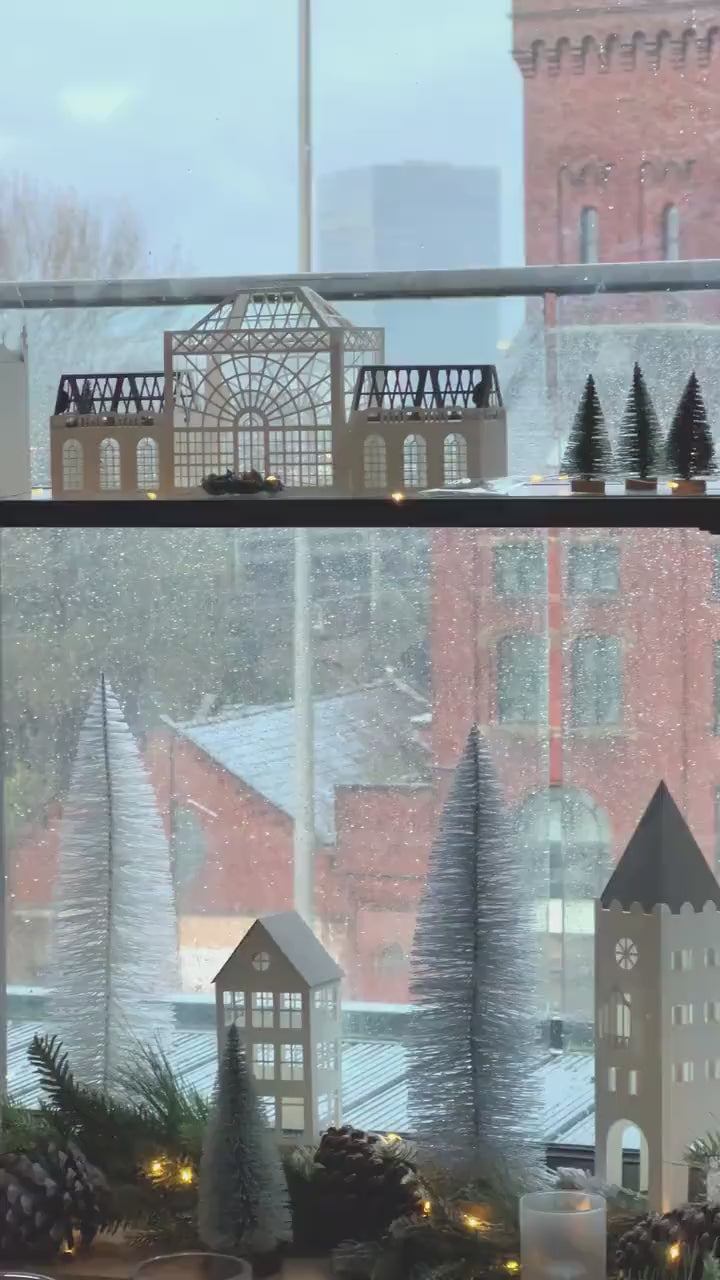 Paper Christmas Decor, Glass House Model, Christmas Village