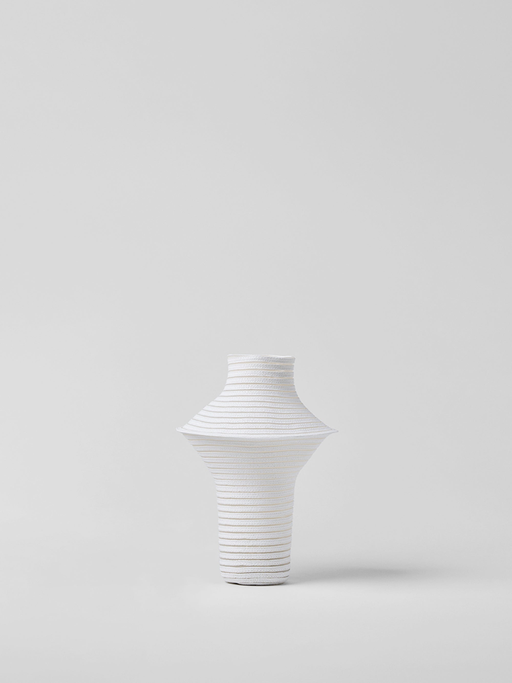 White Stripe Patterned Sculptural Vase, M