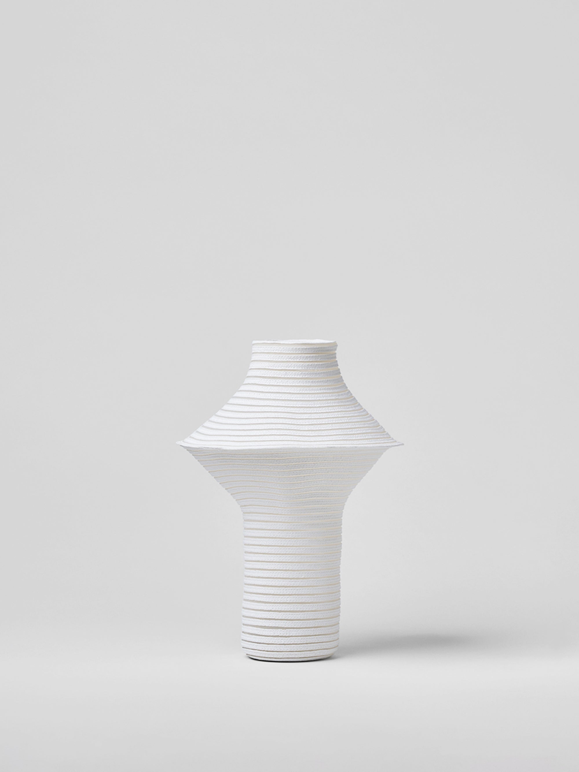 White Stripe Patterned Large Sculptural Vase
