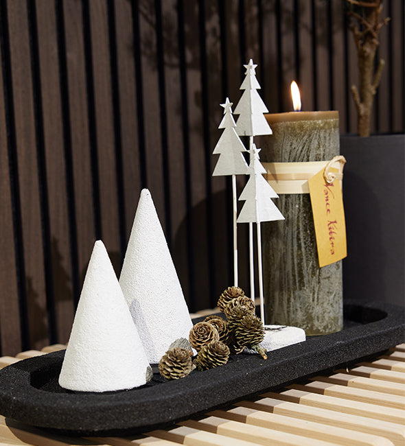 Modern Table Top Christmas Tree Decor, Set of 2, Nordic White